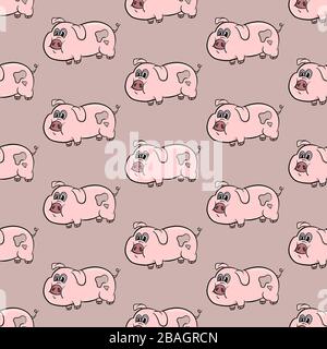 Cute pigs pattern, illustration, vector on white background Stock Vector