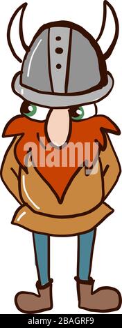 Cute Viking, illustration, vector on white background Stock Vector