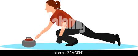 Curling sport, illustration, vector on white background Stock Vector