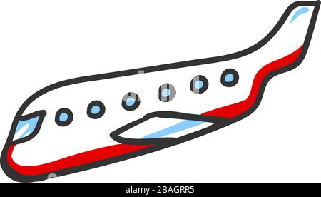 Drawing plane, illustration, vector on white background Stock Vector