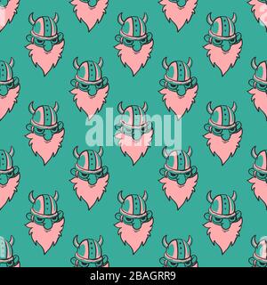 Viking head pattern, illustration, vector on white background Stock Vector