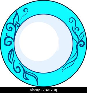 Decorative dish, illustration, vector on white background Stock Vector