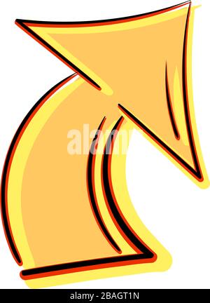 Yellow arrow, illustration, vector on white background Stock Vector