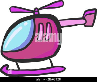 Pink helicopter, illustration, vector on white background Stock Vector