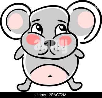 Sad mouse, illustration, vector on white background Stock Vector
