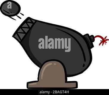 Fat cannon, illustration, vector on white background Stock Vector