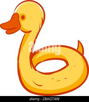Duck swimming ring, illustration, vector on white background Stock Vector