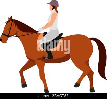 Horseback riding, illustration, vector on white background Stock Vector