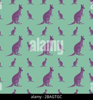 Kangaroo pattern, illustration, vector on white background Stock Vector