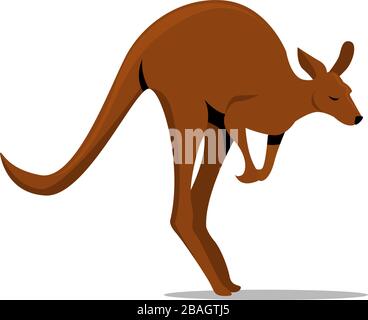 Kangaroo jumping, illustration, vector on white background Stock Vector