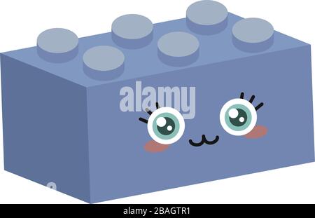 Blue lego toy, illustration, vector on white background Stock Vector