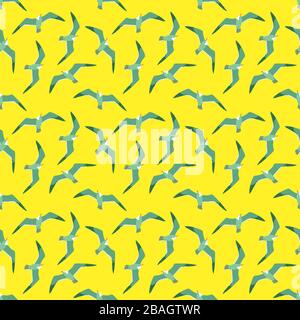 Seagulls pattern, illustration, vector on white background Stock Vector