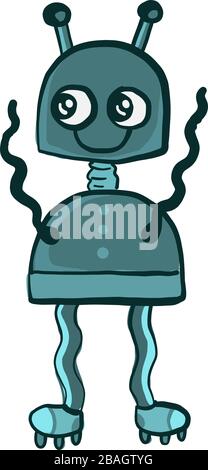 Happy robot, illustration, vector on white background Stock Vector