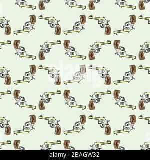 Guns pattern, illustration, vector on white background Stock Vector