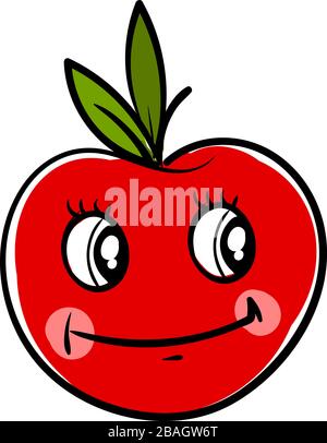 Happy apple, illustration, vector on white background Stock Vector