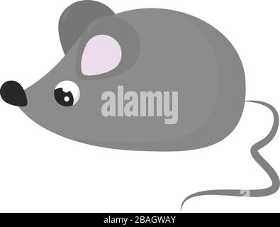 Grey mouse, illustration, vector on white background Stock Vector