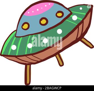 Multicolored UFO, illustration, vector on white background Stock Vector