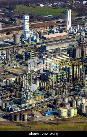 , Chemical factory premises of Polimeri Europa GmbH in Oberhausen, 12.03.2015, aerial view, Germany, North Rhine-Westphalia, Ruhr Area, Oberhausen Stock Photo