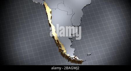 Chile - country shape - 3D illustration Stock Photo