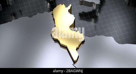 Tunisia - country shape - 3D illustration Stock Photo