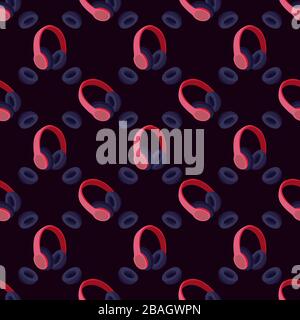 Headsets pattern, illustration, vector on white background Stock Vector