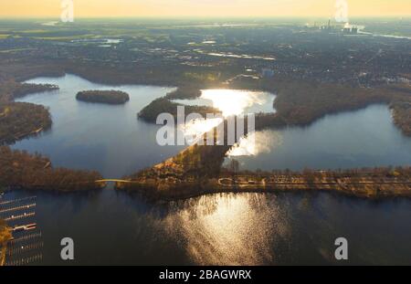 , The Duisburg Six Lakes area, Sechs-Seen-Platte in Duisburg-Wedau, 12.03.2015, aerial view, Germany, North Rhine-Westphalia, Ruhr Area, Duisburg Stock Photo