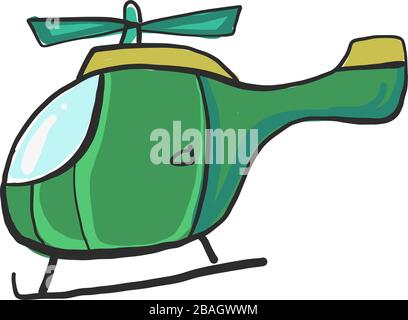 Green helicopter, illustration, vector on white background Stock Vector