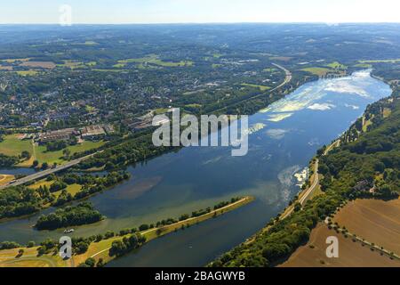 , lake Kemnade between Bochum-Stiepel and Witten-Herbede, motorway A43, 05.09.2013, aerial view, Germany, North Rhine-Westphalia, Ruhr Area, Bochum Stock Photo