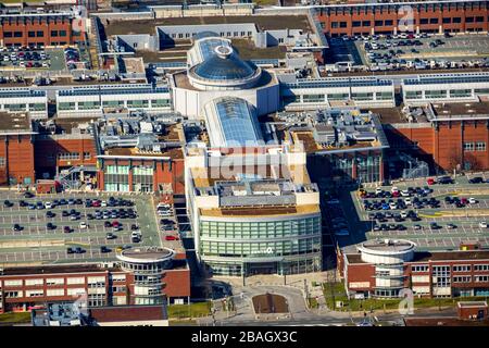, Expansion new building at the shopping and leisure center Centro in the Centroallee in the district of Neue Mitte, 12.03.2015, aerial view, Germany, North Rhine-Westphalia, Ruhr Area, Oberhausen Stock Photo
