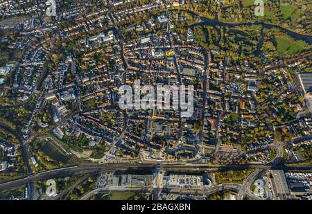 city center Lippstadt with station, 26.10.2013, aerial view, Germany, North Rhine-Westphalia, Lippstadt Stock Photo