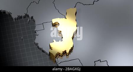 Congo republic of 3d golden map Stock Photo - Alamy