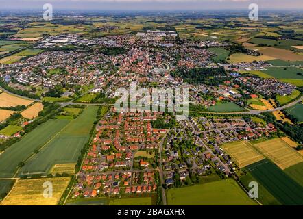 view from the south to Werl and the Soester Boerde, 07.06.2019, aerial view, Germany, North Rhine-Westphalia, Werl Stock Photo