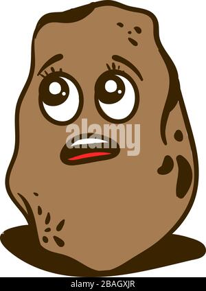Scared potato, illustration, vector on white background Stock Vector