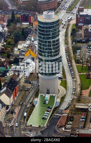 office tower Exzenterhaus on a former bunker at the University Street in Bochum, 04.02.2015, aerial view, Germany, North Rhine-Westphalia, Ruhr Area, Bochum Stock Photo