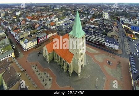 St. Paul's Church on the marketplace in Hamm, 15.01.2014, aerial view, Germany, North Rhine-Westphalia, Ruhr Area, Hamm Stock Photo