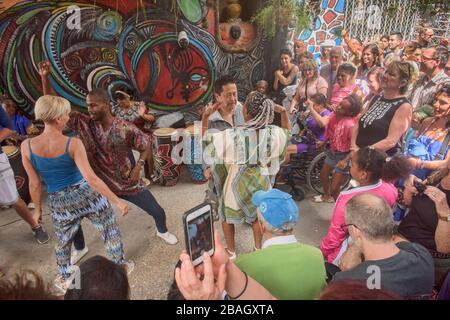 Afro-Cuban beats in Callejon de Hamel, Havana, Cuba Stock Photo