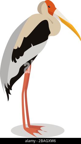 Painted stork, illustration, vector on white background Stock Vector