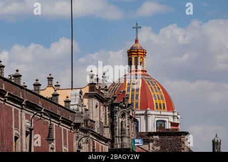 The beautiful dome of the  Templo de Santa Ines at Mexico City Stock Photo