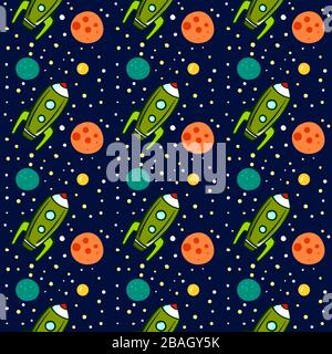 Rockets pattern, illustration, vector on white background Stock Vector