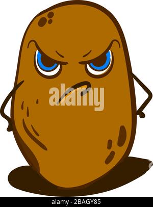 Angry potato, illustration, vector on white background Stock Vector