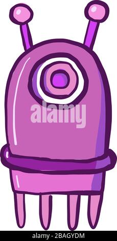 Pink robot, illustration, vector on white background Stock Vector