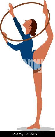 Rhythmic gymnastics, illustration, vector on white background Stock Vector