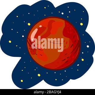 Planet Mars in space, illustration, vector on white background Stock Vector
