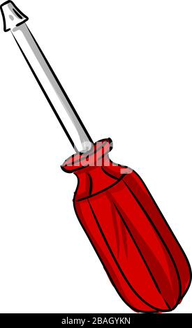 Red screwdriver, illustration, vector on white background Stock Vector