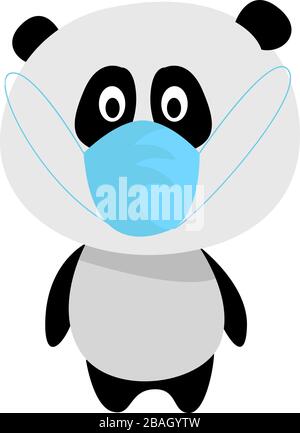 Panda with mask, illustration, vector on white background Stock Vector