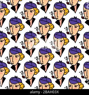 Detectives pattern, illustration, vector on white background Stock Vector