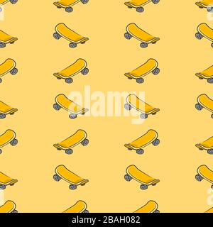 Skateboard pattern, illustration, vector on white background Stock Vector