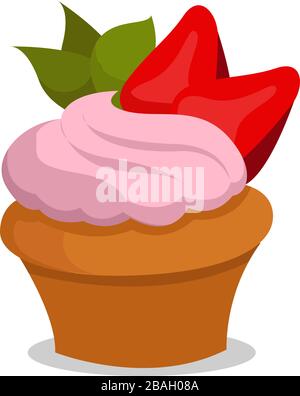 Sweet cupcake, illustration, vector on white background Stock Vector