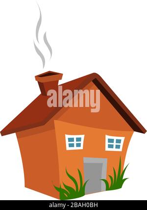 Orange cottage with garage illustration Stock Vector Image & Art - Alamy