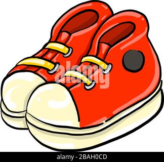 Red sneakers, illustration, vector on white background Stock Vector
